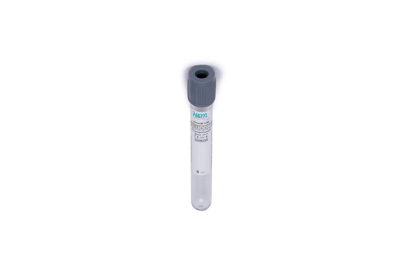 Tubos al Vacío H&M TEST para Recolección de Sangre — Tapón Gris (Glucosa)